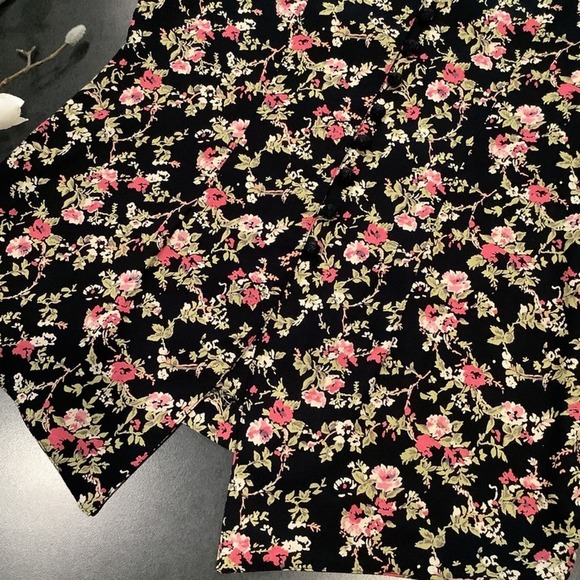 Vintage 90’s Floral Rayon Sleeveless Button Front Vest Top & Skirt Set Granite - Picture 7 of 12